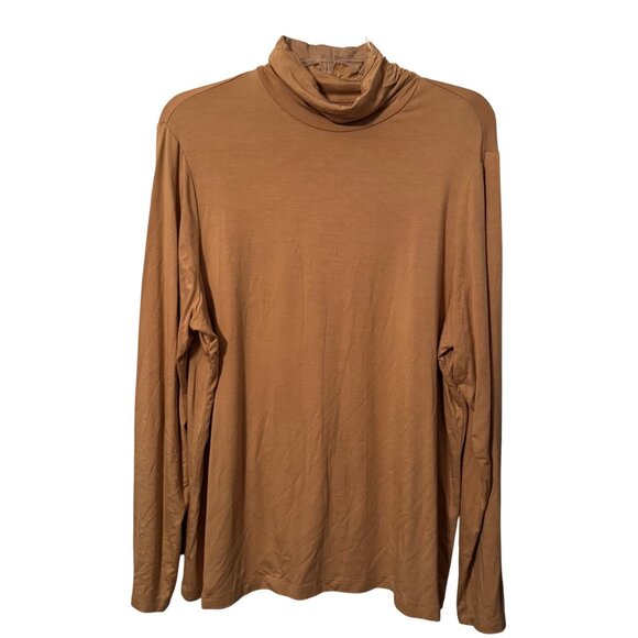 Chicos Womens Tan Long-Sleeve Turtleneck Top Size XL Polyester/Spandex - Picture 1 of 12